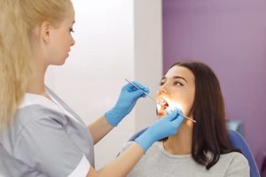 patient receiving a dental exam